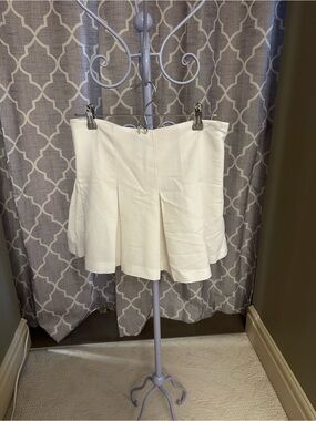 Babaton White Pleated Skater Skirt